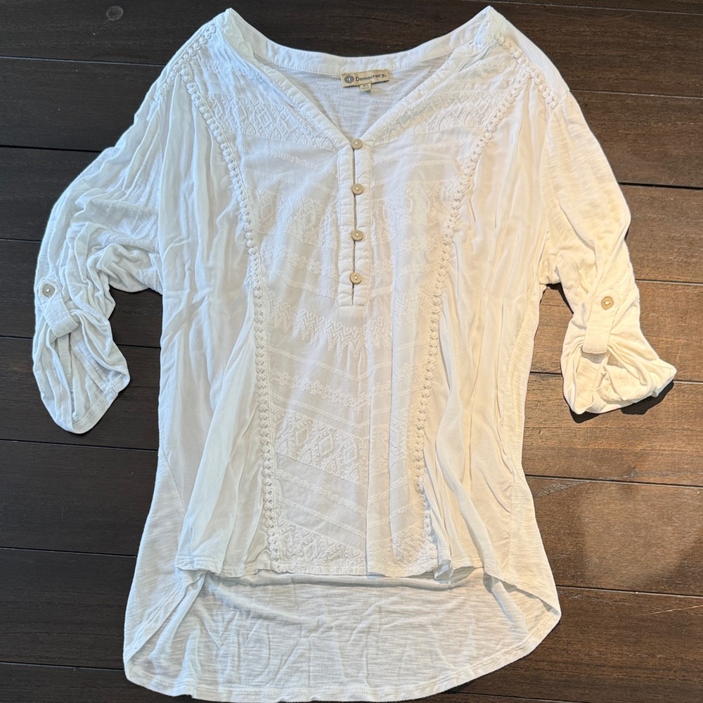 Democracy Cream Button-Up Blouse